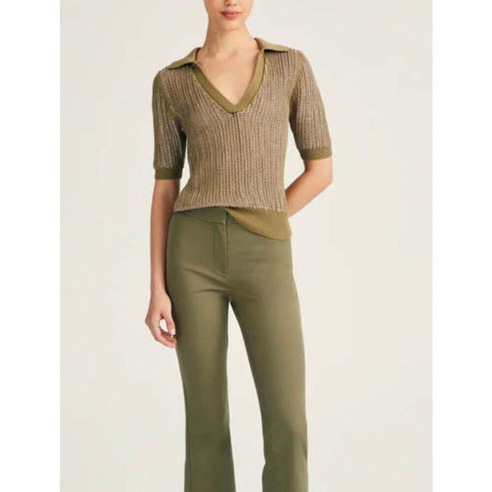 Derek Lam 10 Crosby Axelle cotton polo sweater Oregano/Hyacinth size Medium